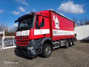 Mercedes-Benz Arocs 4145 Curtain side +  crane HIAB 408 + JIB 8x4 tilt truck